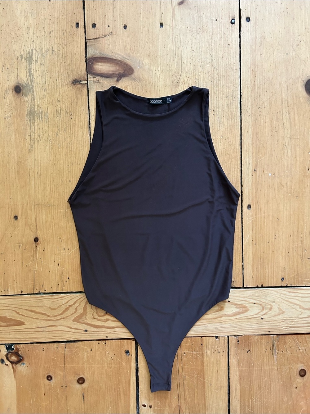 Boohoo Brown Sleeveless High Neck Bodysuit